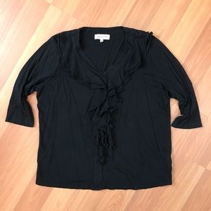 Jones New York sport woman tuxedo ruffle front